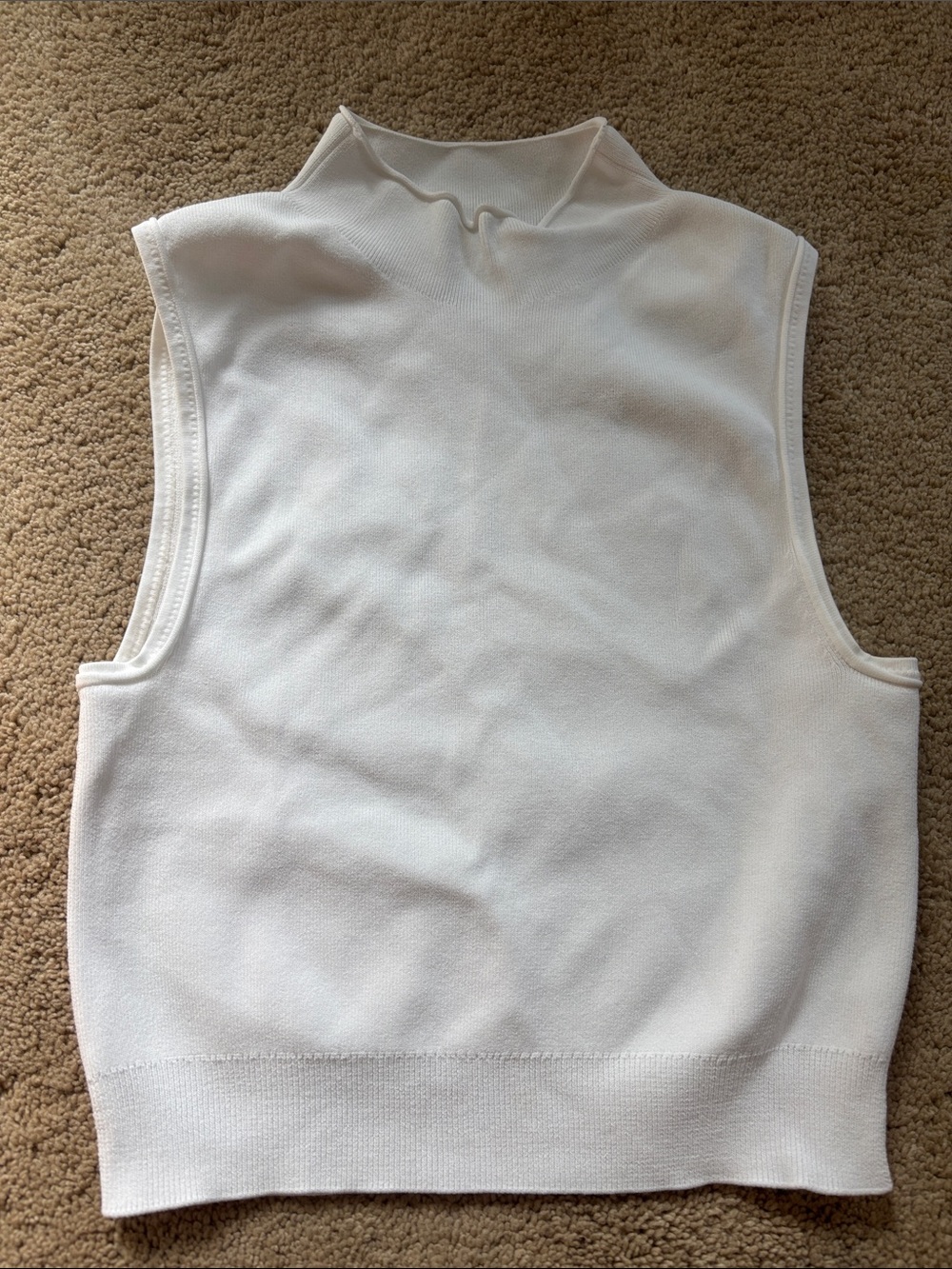 COS White Sleeveless Mock Neck Knit Top XS